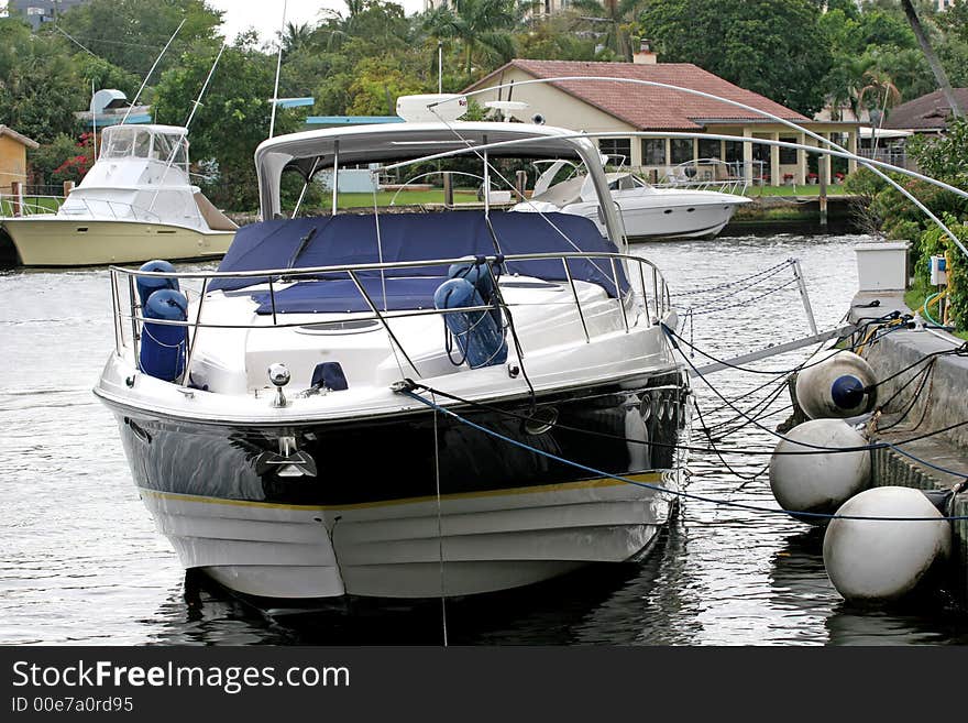 Blue and White Yacht