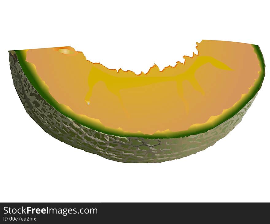 The drawn image of a slice of a melon