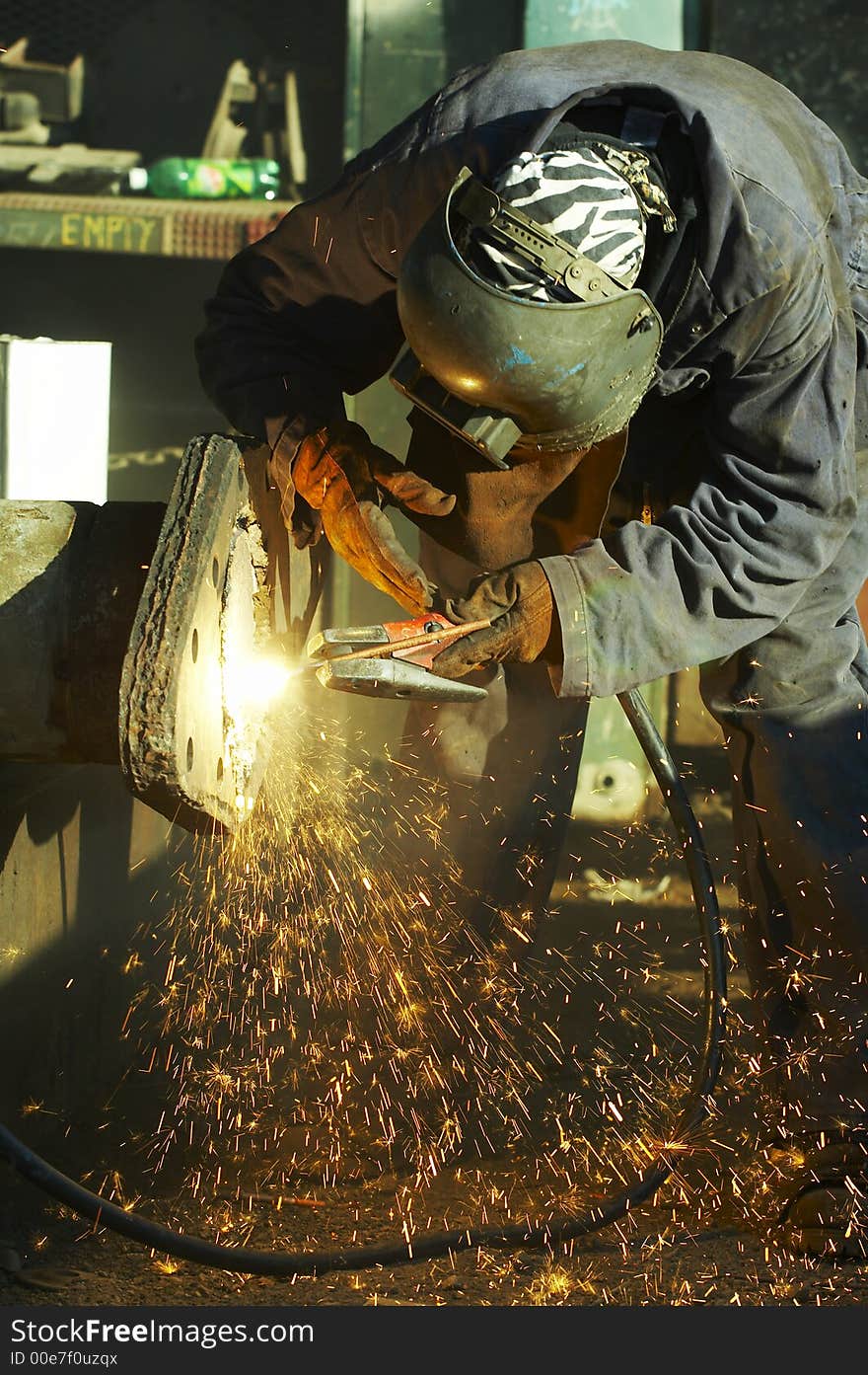 Arc welder working on dayshift. Arc welder working on dayshift