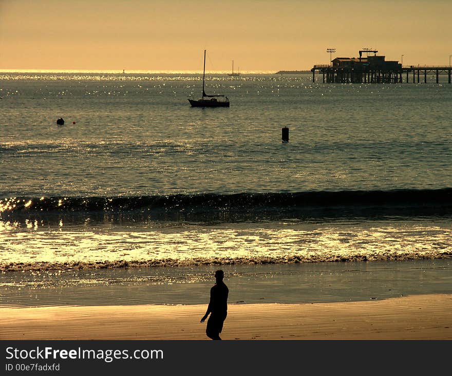 A sunset over a california beach. A sunset over a california beach.