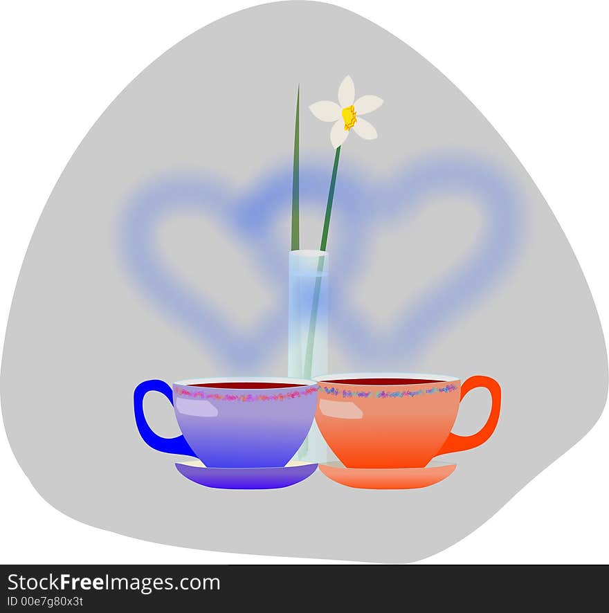 Cups with tea