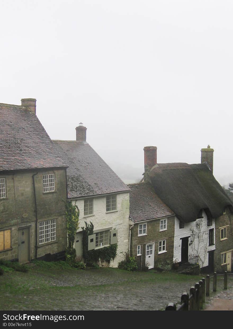 This image depicts Gold Hill in Shaftsbury, England.