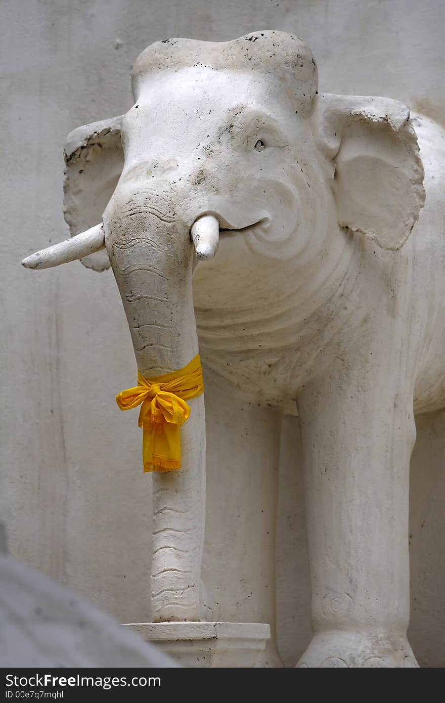 Sculpture of the elephant in Phra Singh temple in Chiang Mai / Thailand