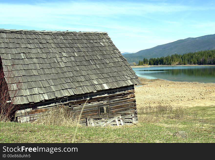 Historic dwelling on the shore of White Lake in the interior of British Columbia, Canada. Historic dwelling on the shore of White Lake in the interior of British Columbia, Canada