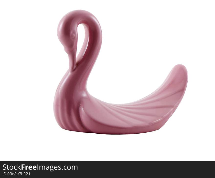 Photo of a pink swan isolated on white