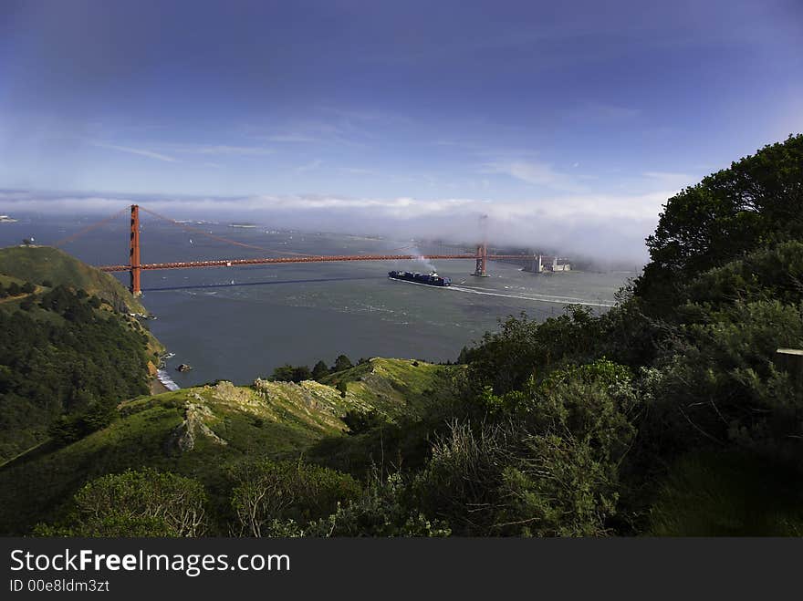 Ship Under Golden Gate Bridge