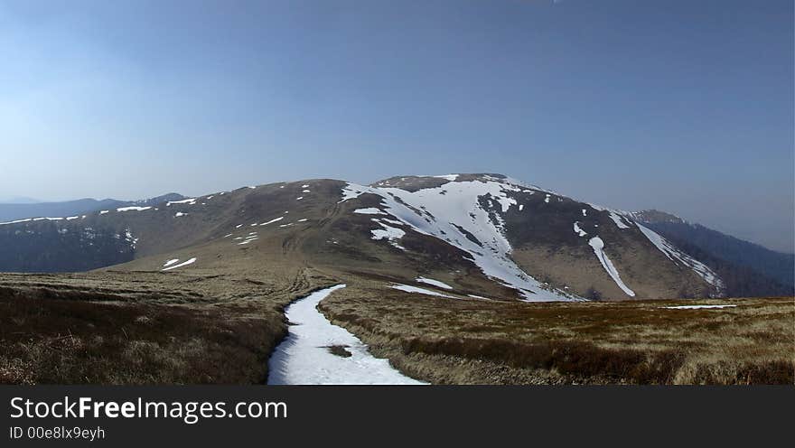 Majestic panorama of carpathian mountains in early spring. Majestic panorama of carpathian mountains in early spring