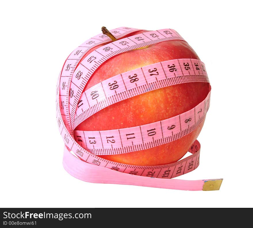 Apple with pink tape measure