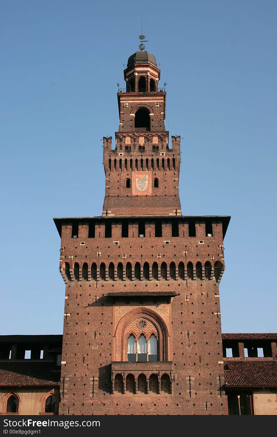 Milan. Sforzesco Castle, entrance Tower. Italy