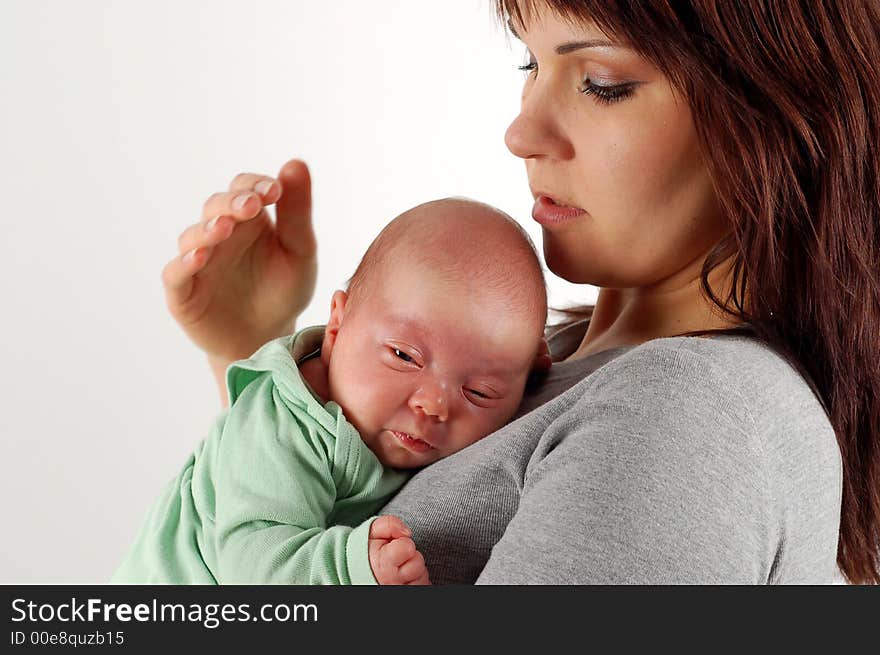 Newborn child on white background. Newborn child on white background