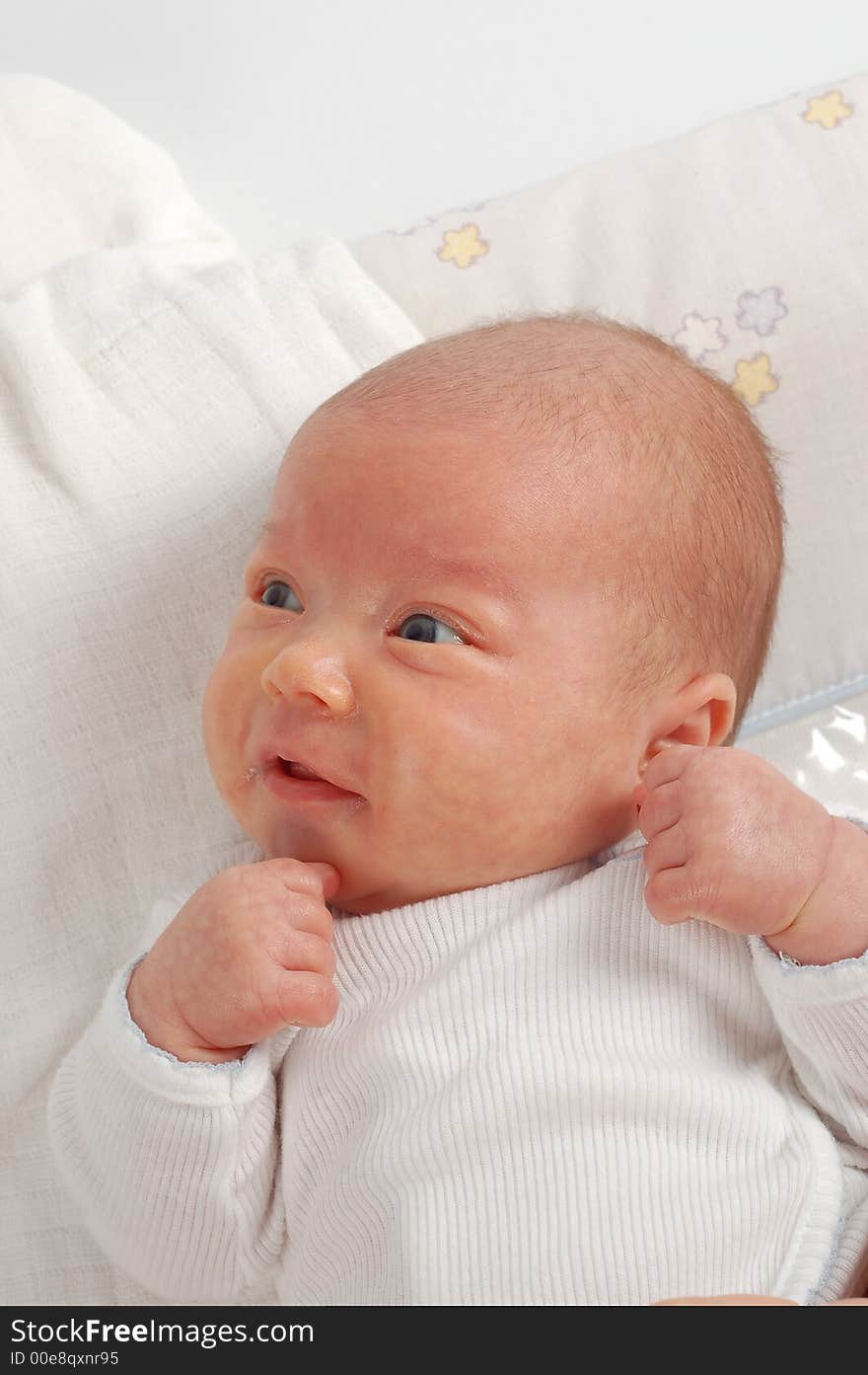 Newborn child on white background. Newborn child on white background