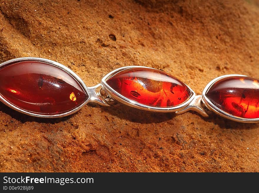 Amber Bracelet On Stone