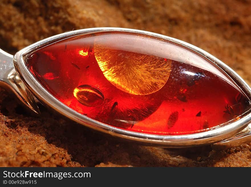 An amber bracelet from Poland,  Close up. An amber bracelet from Poland,  Close up