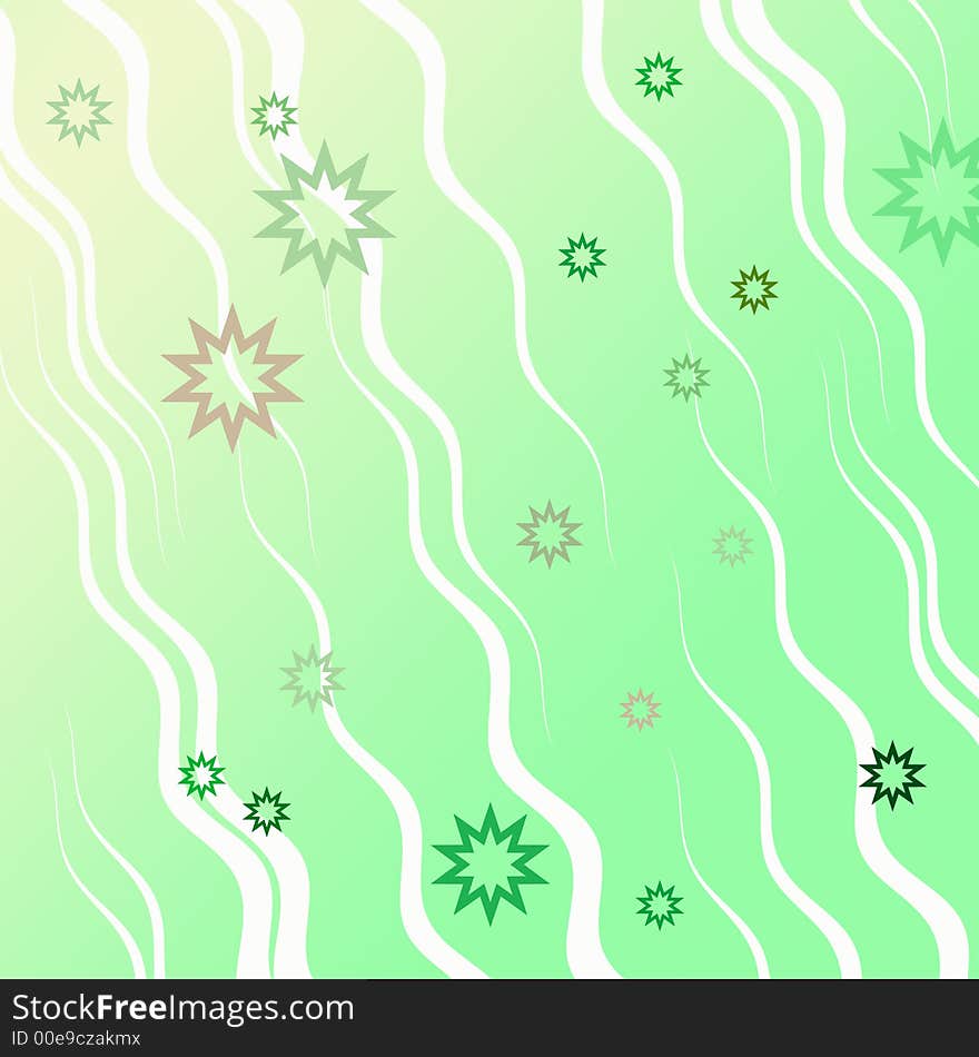 Green background with stars and waves