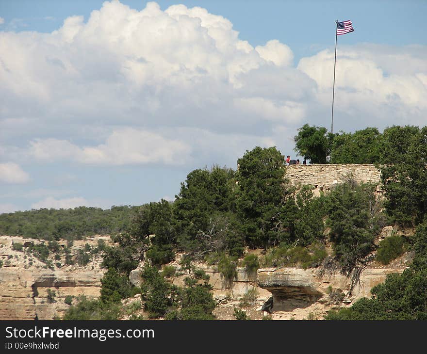 US Flag At Grand Canyon