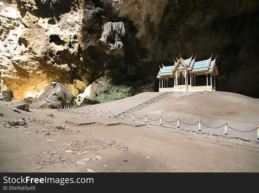 Using a wide angle lens to capture a temple built within a cave complex in central thailand. Using a wide angle lens to capture a temple built within a cave complex in central thailand