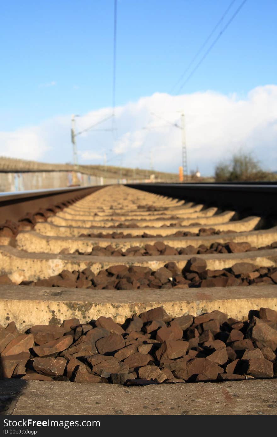 Two pair of railway with blue sky