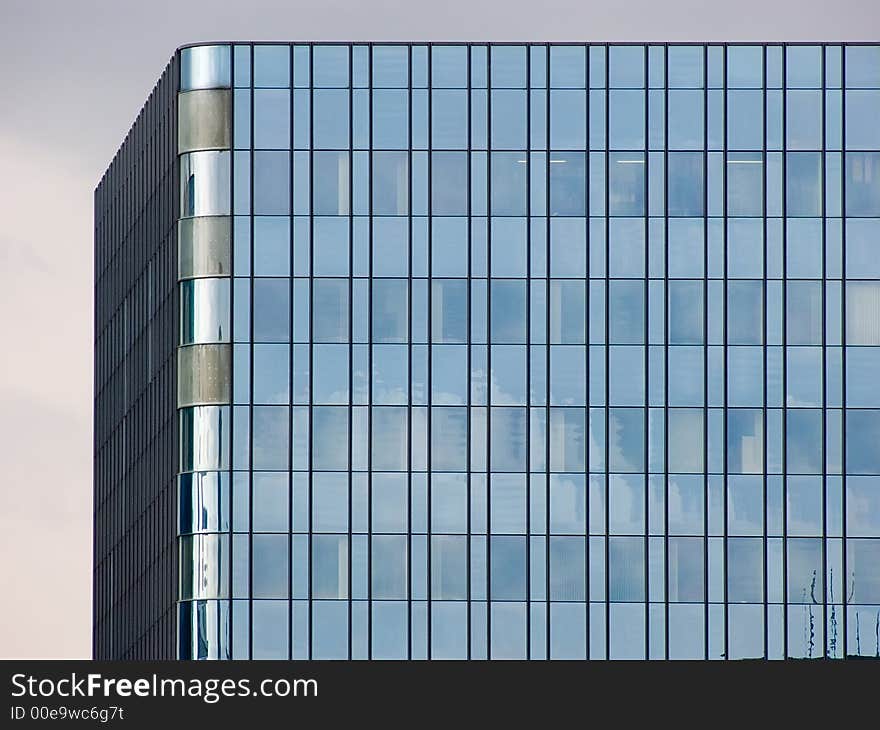 A high-rise in the evening in Frankfurt, Germany. A high-rise in the evening in Frankfurt, Germany