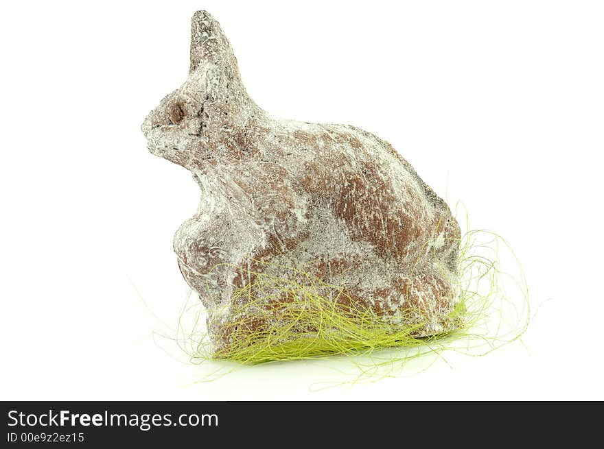 Baked easter bunny, isolated from the background