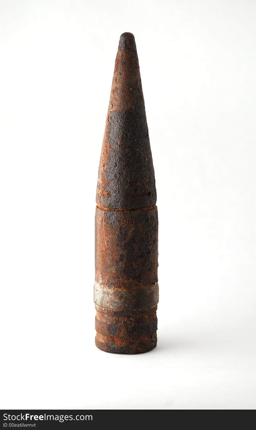 Old rusty shell. War tool. Weapon. Echo of war.