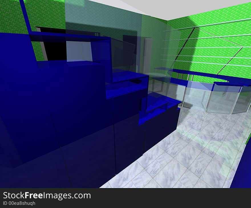 3D rendering of an office