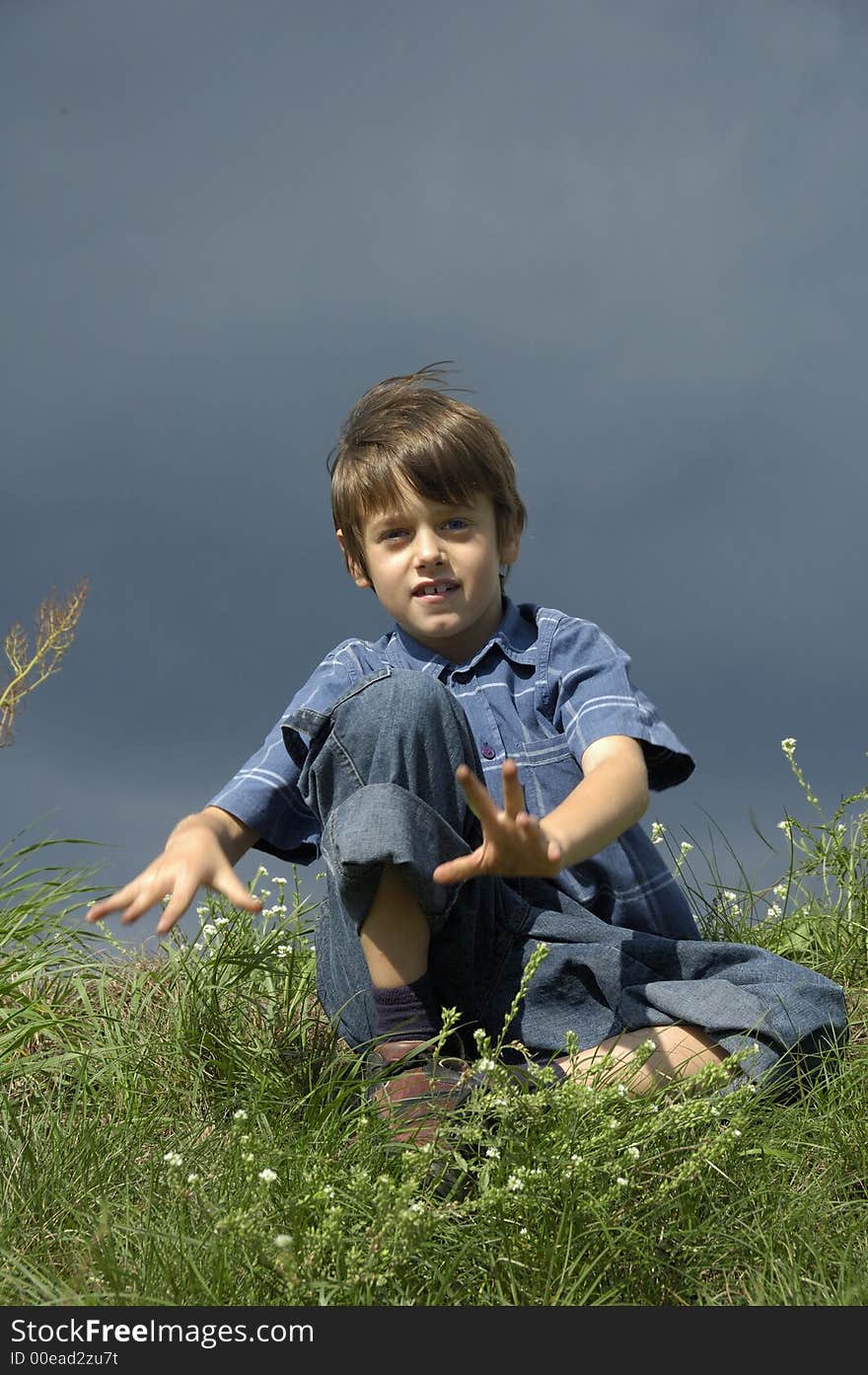 Young boy play acting for the camera. Young boy play acting for the camera.