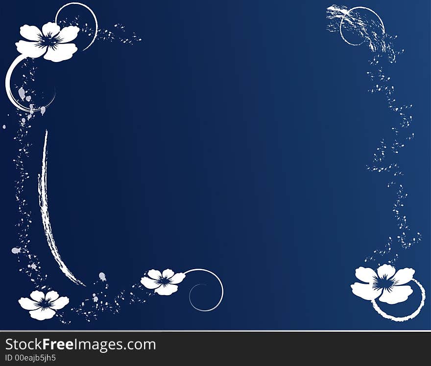 Floral grunge pattern on blue