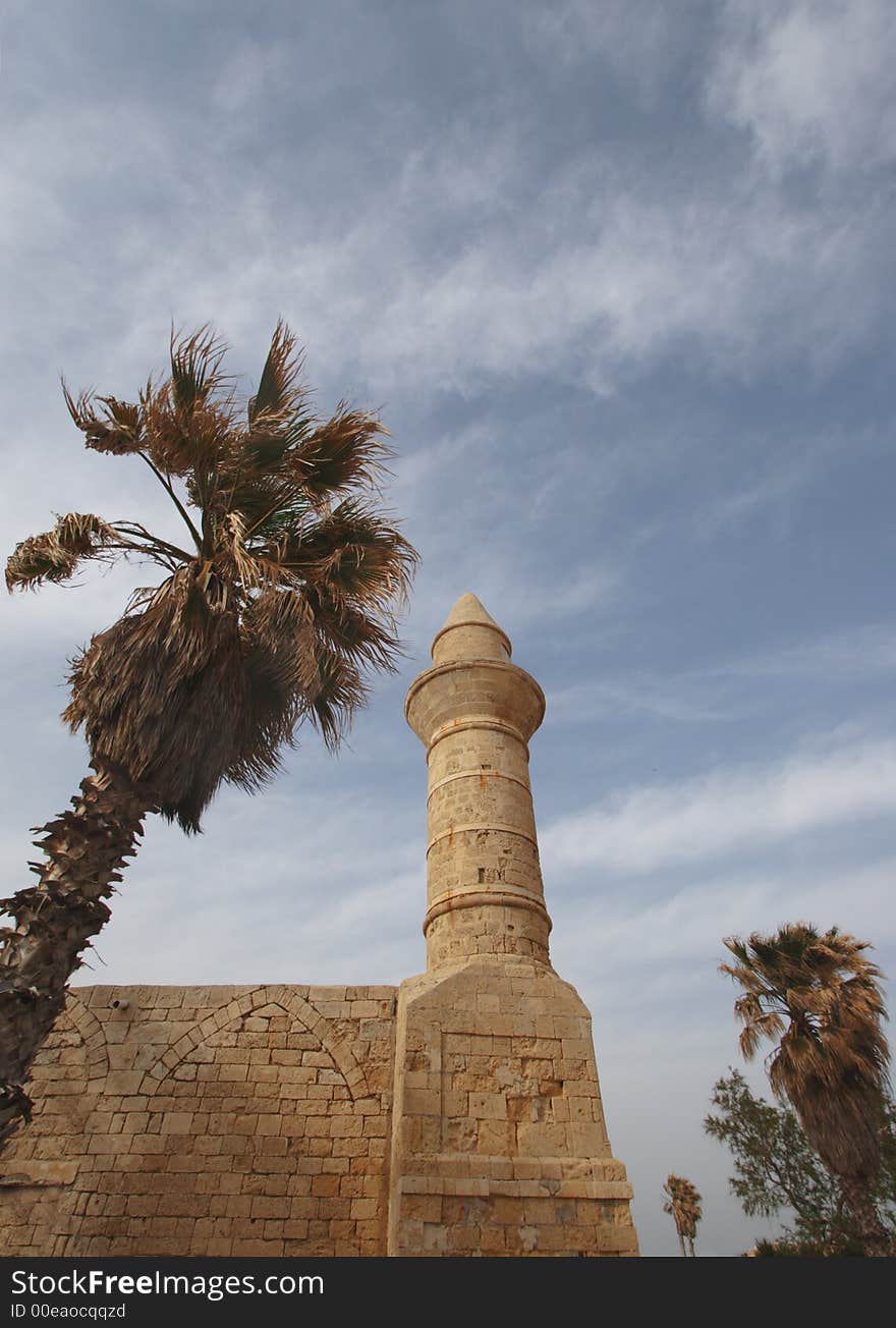 Old and high mosque building. Old and high mosque building