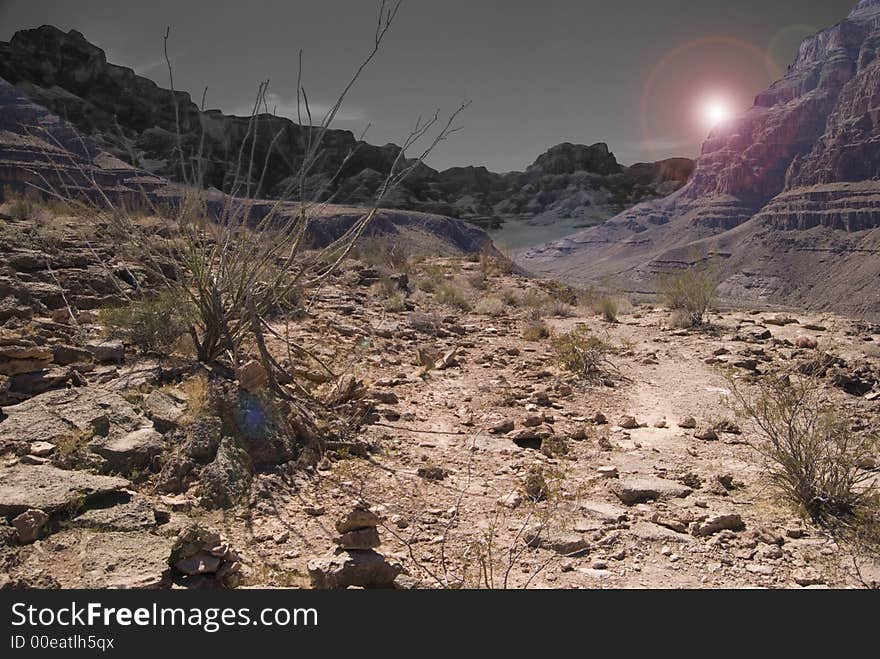 Image of the Grand Canyon that has been photoshopped. Image of the Grand Canyon that has been photoshopped