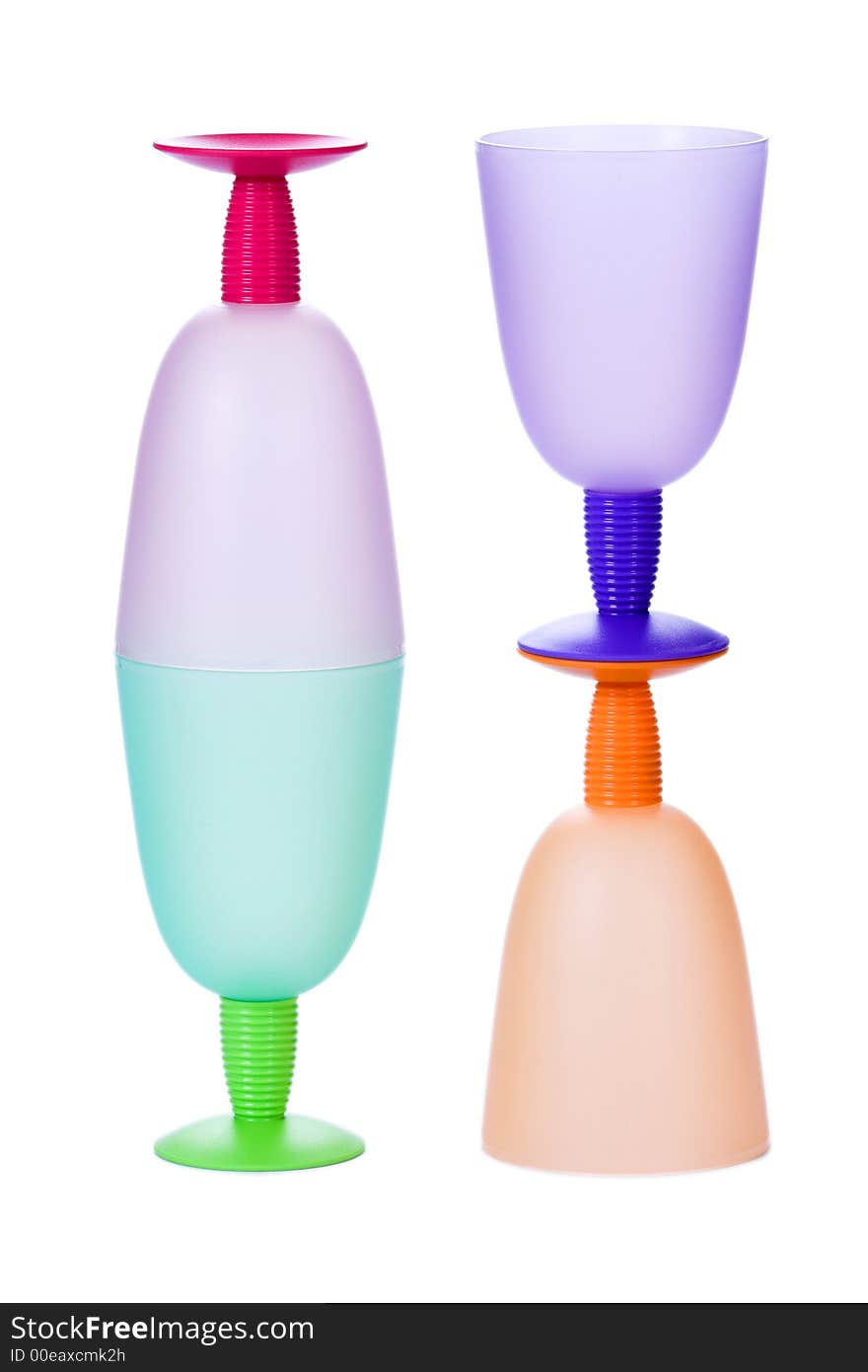 Colorful plastic wine glasses over white 3. Colorful plastic wine glasses over white 3