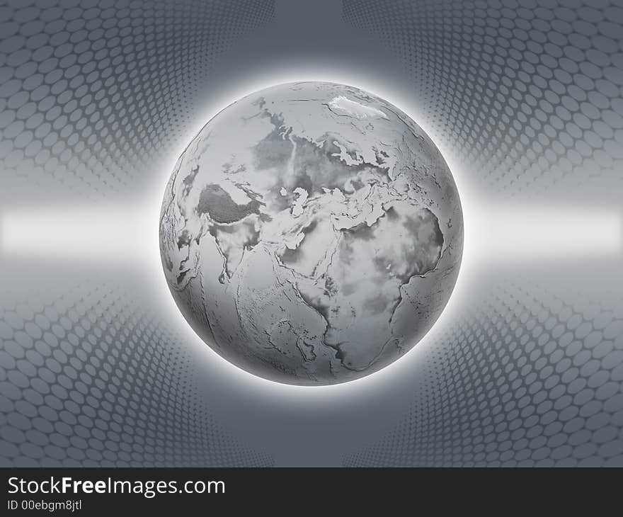 Grey Earth on grey background. Grey Earth on grey background