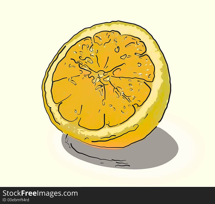 Illustration: simple lemon with black outline