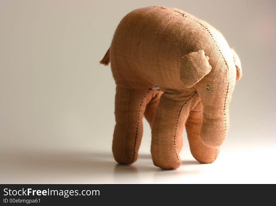 Small stuffed elephant isolated on white background. Small stuffed elephant isolated on white background