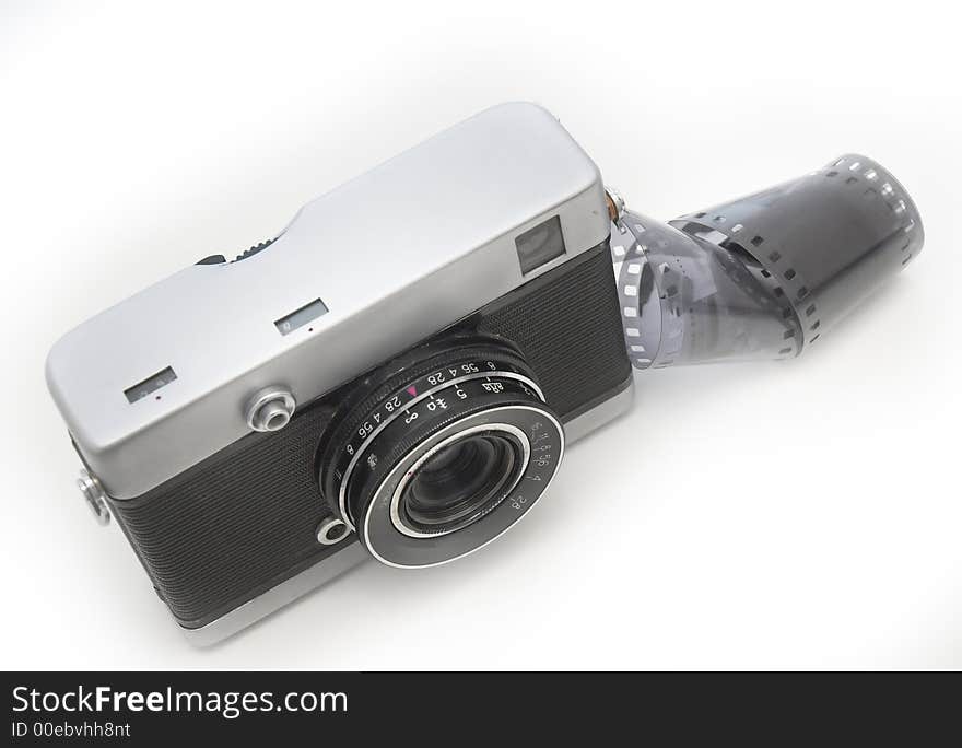 Old fashion film camera on white background. Old fashion film camera on white background