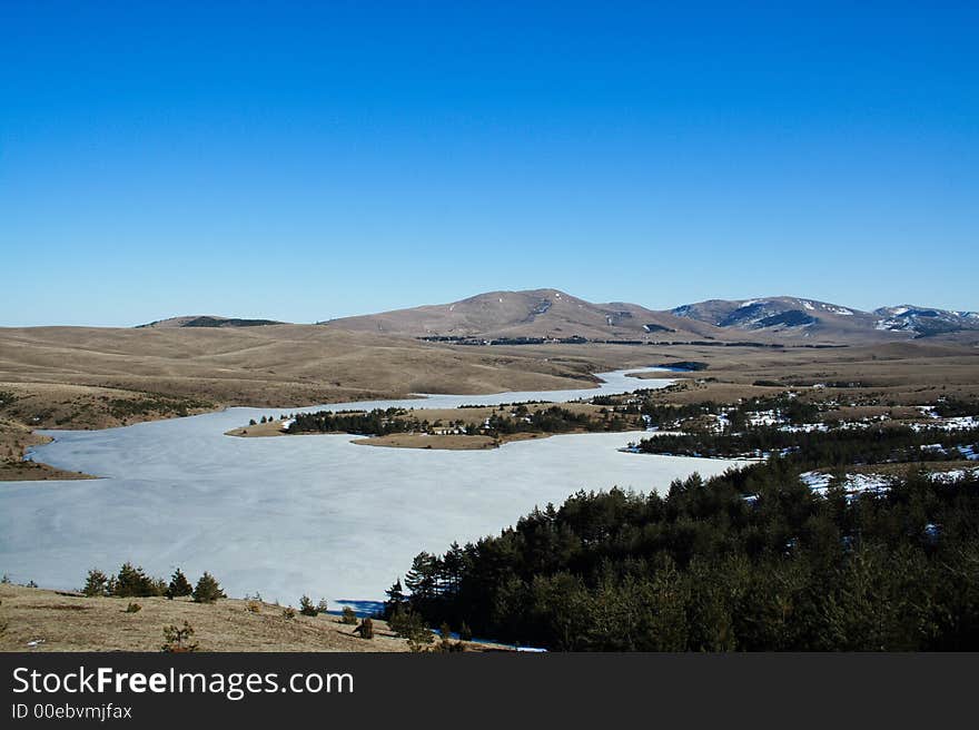 Frozen lake on the mountain Zlatibor