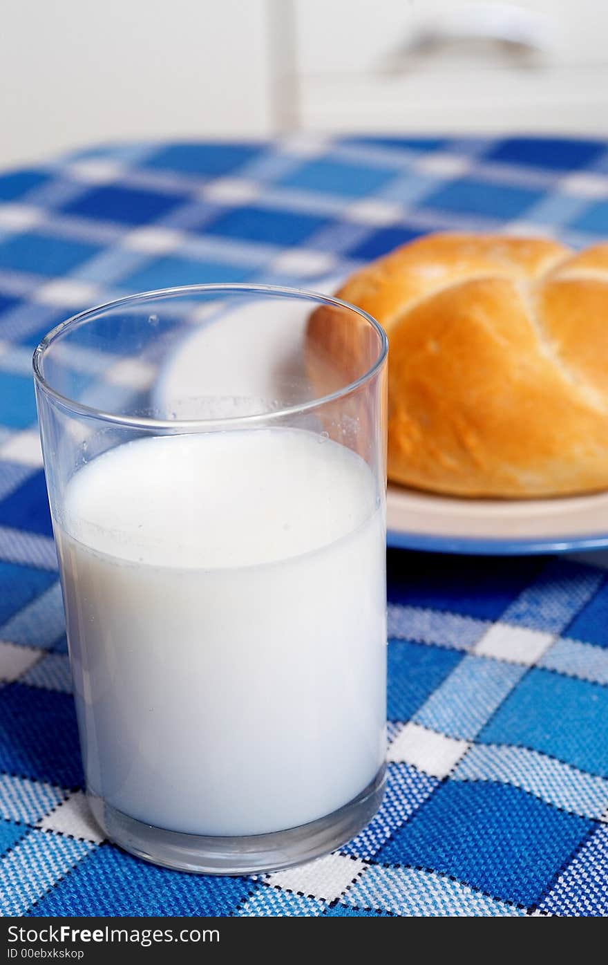 Glass of milk and bread. Glass of milk and bread