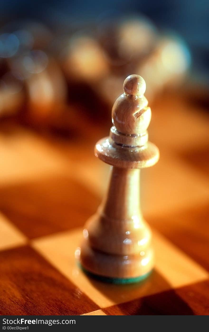 Beautiful wooden chess pieces on wooden chess game board