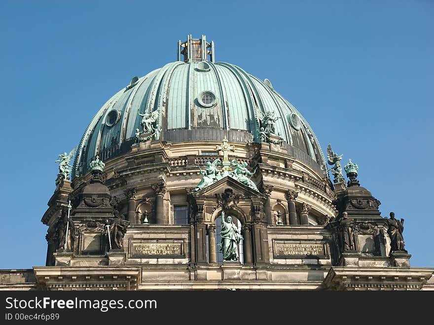 Looking up at the Berliner Dom on a clear spring day. Looking up at the Berliner Dom on a clear spring day.