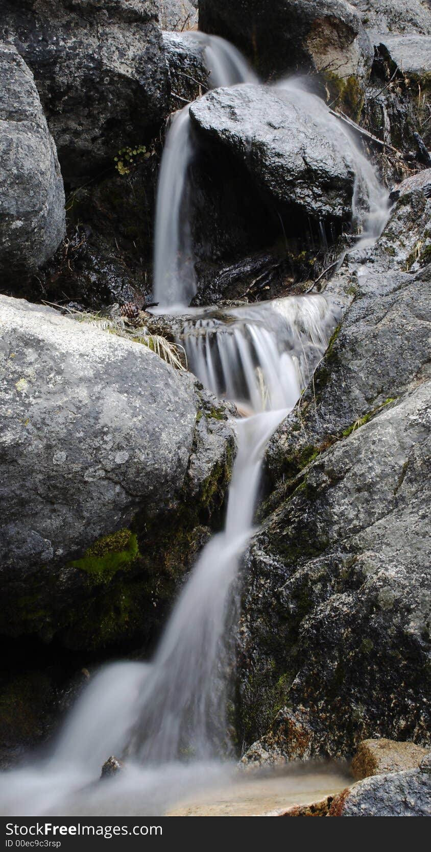 A stream of water flowing in Yosemite, CA. A stream of water flowing in Yosemite, CA