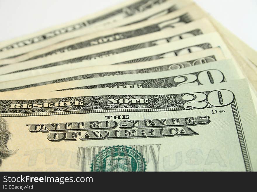 American dollars isolated on a white background