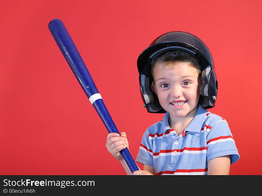 Shot of a little baseball boy