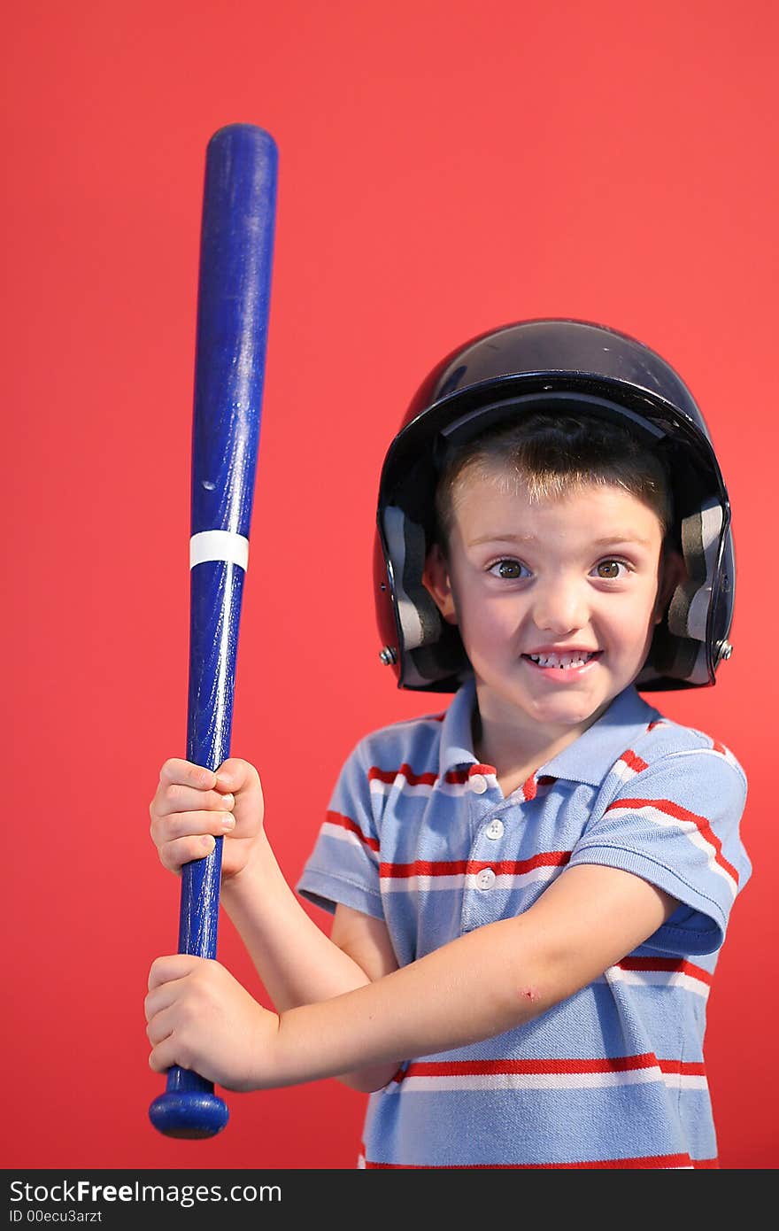 Little baseball boy vertical