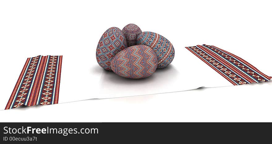 3D image of traditional ukrainian easter eggs. 3D image of traditional ukrainian easter eggs