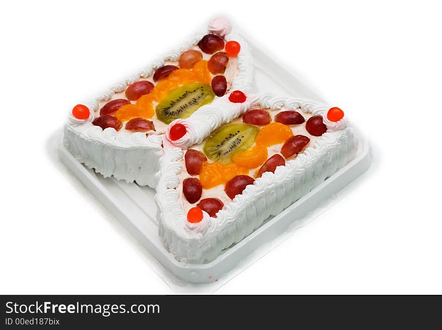 Very tasty fruit pie the butterfly on a white background. Very tasty fruit pie the butterfly on a white background