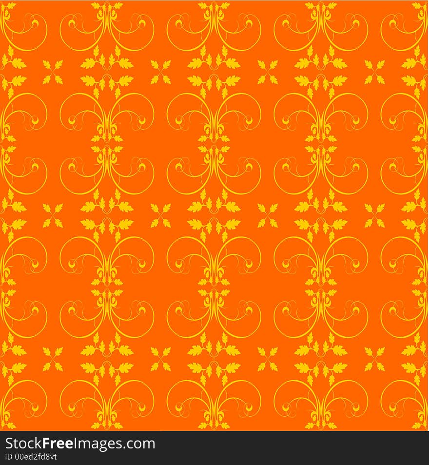 Vector flower ornament on wallpaper. Vector flower ornament on wallpaper