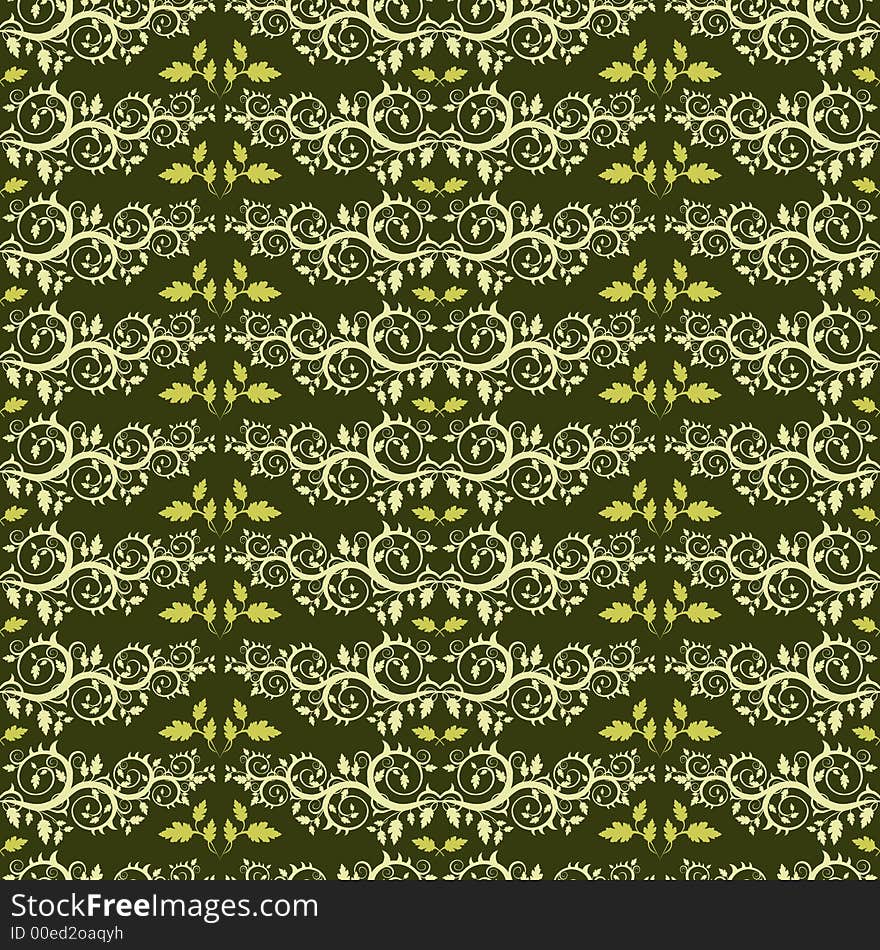 Vector flower ornament on wallpaper. Vector flower ornament on wallpaper