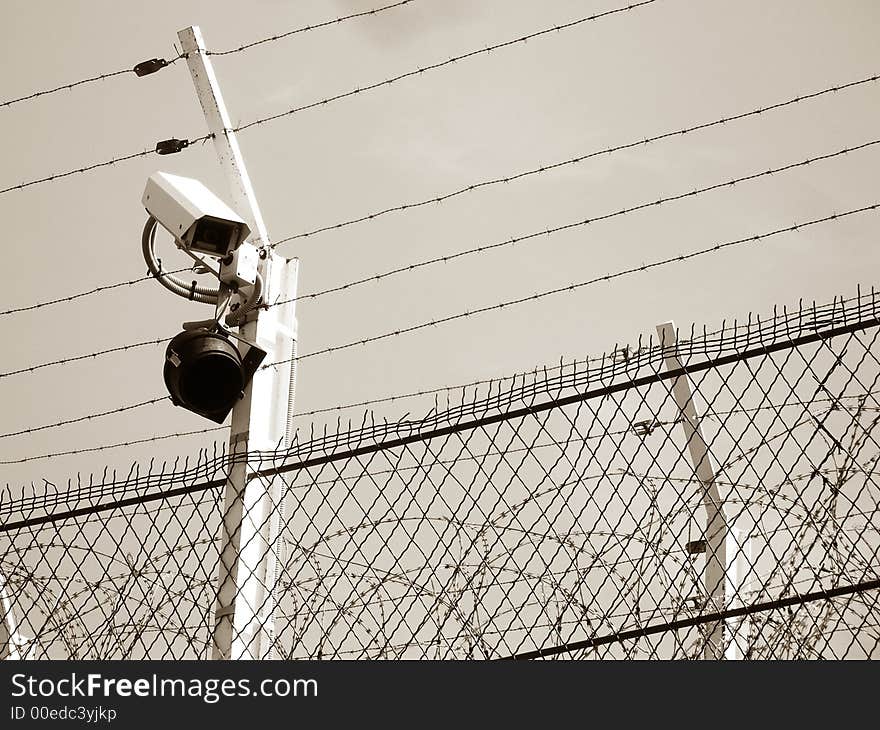 Camera and barbed wire for surety