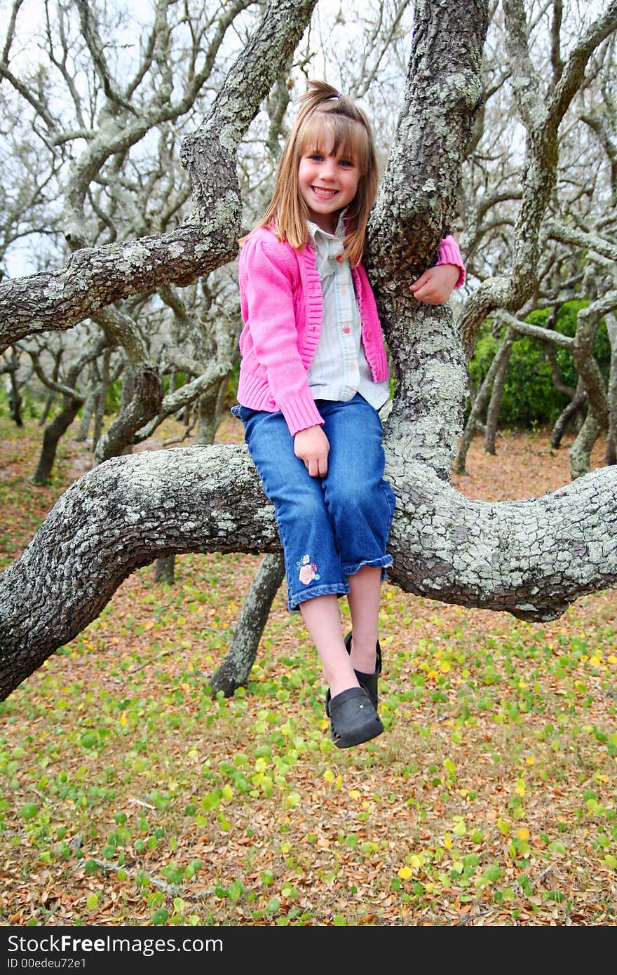 Girl in a mangrove tree