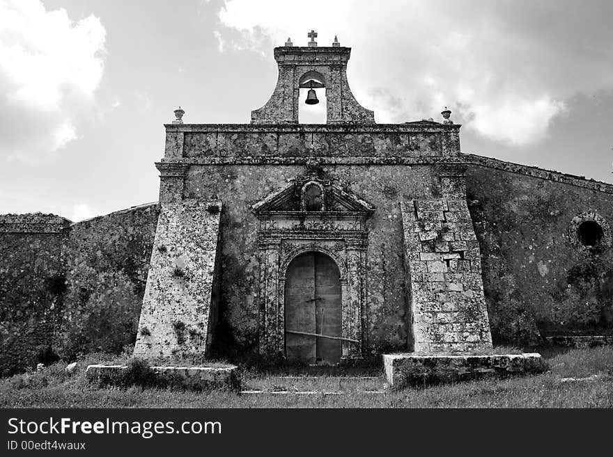 An Abandoned ancient rural church in the sicilian country