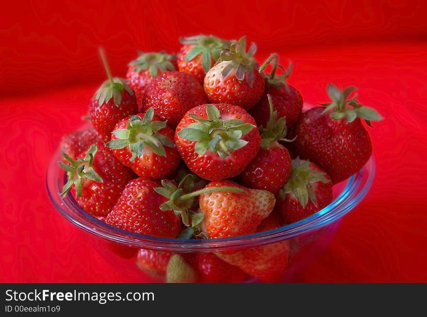 Fresh red strawberries(focus point on the nearest berry